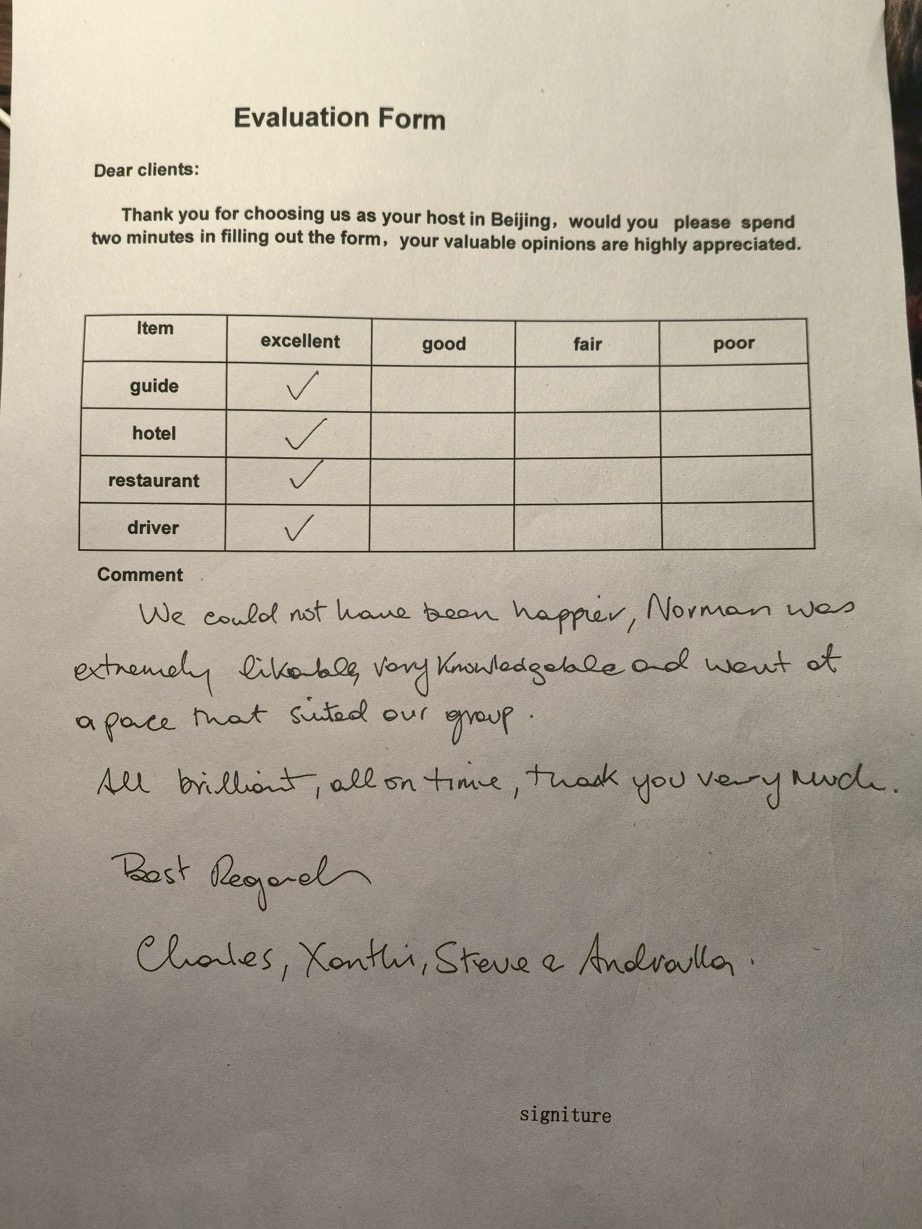 Handwritten traveler evaluation praising Norman